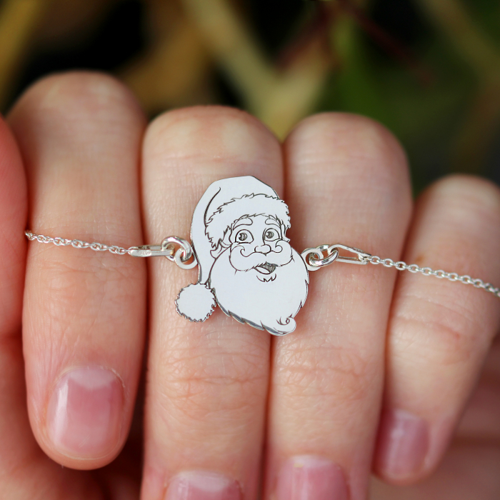 Santa - Bratara personalizata Mos Craciun din argint 925 placat cu aur galben 24K [3]