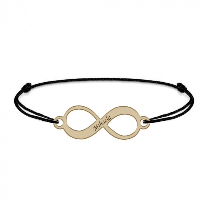 Saray - Bratara personalizata snur si infinit cu nume din Aur 14 karate - 0,14 grame,15 x 5.3 mm [3]