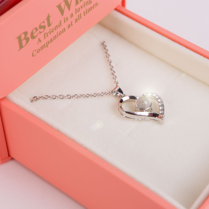 Set 9 trandafiri artificiali in cutie cadou cu colier 11cm, trandafiri eterni decorativi cu pandanti [2]