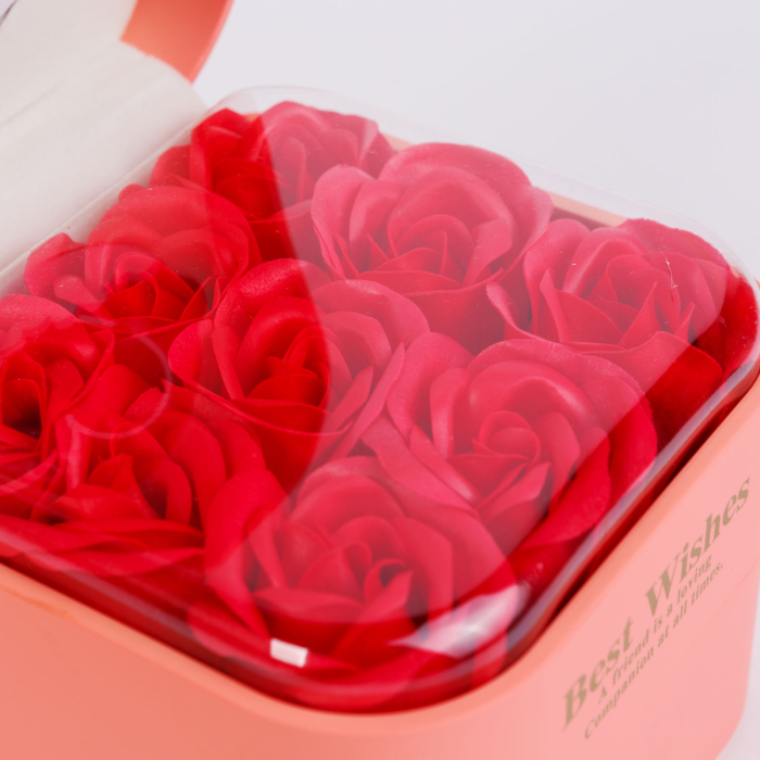 Set 9 trandafiri artificiali in cutie cadou cu colier 11cm, trandafiri eterni decorativi cu pandanti [5]