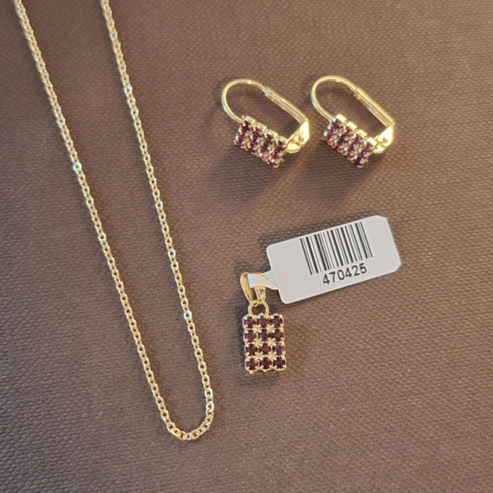 Set bijuterii placate cu aur - cristale zirconia bleu [2]