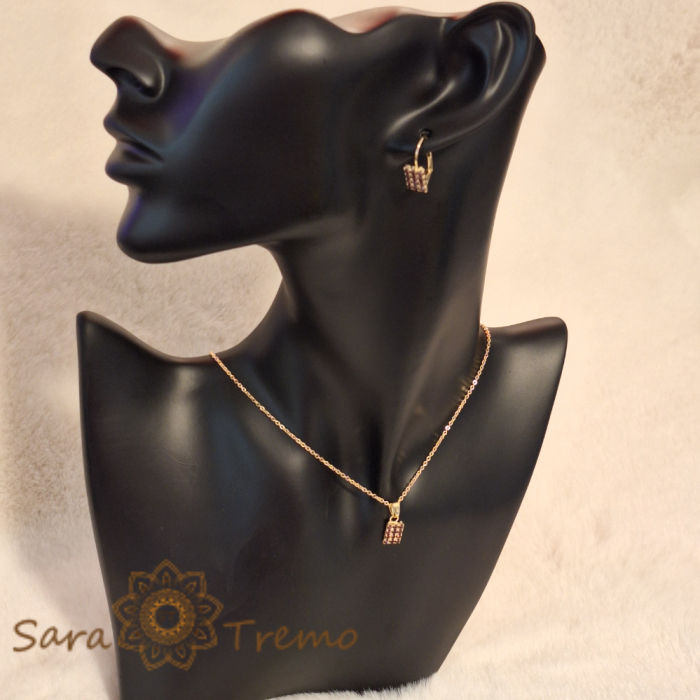 Set bijuterii placate cu aur - cristale zirconia bleu [6]