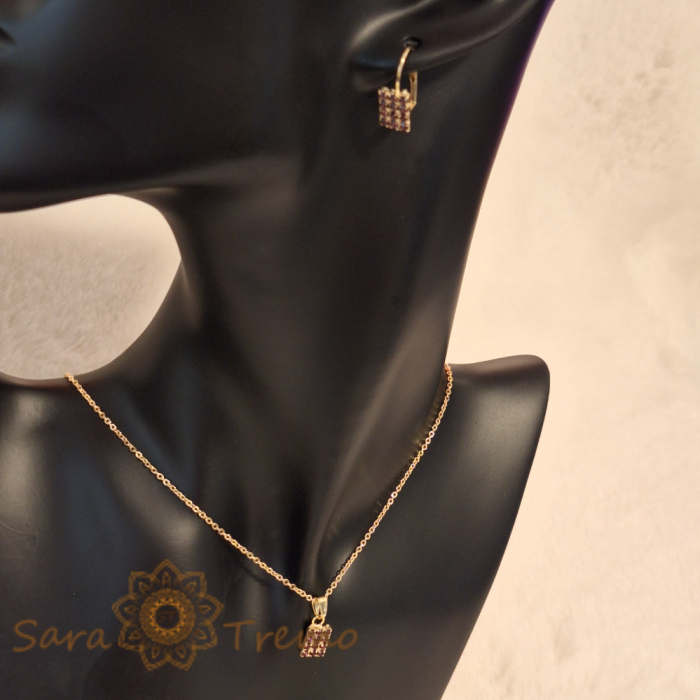 Set bijuterii placate cu aur - cristale zirconia bleu [7]