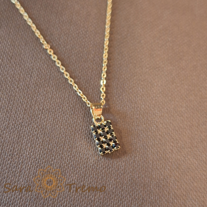 Set bijuterii placate cu aur - cristale zirconia negre [6]