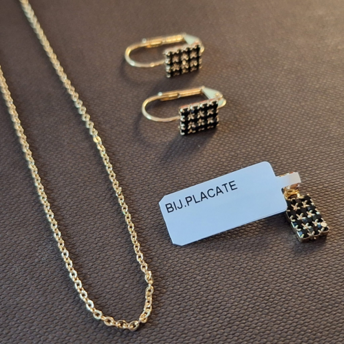 Set bijuterii placate cu aur - cristale zirconia negre [2]