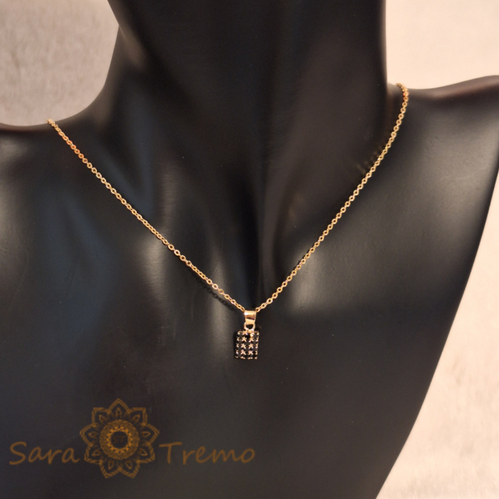 Set bijuterii placate cu aur - cristale zirconia negre [11]