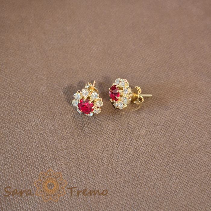 Set bijuterii placate cu aur cu lant tip sarpe si cristale zirconia rosii si albe [3]