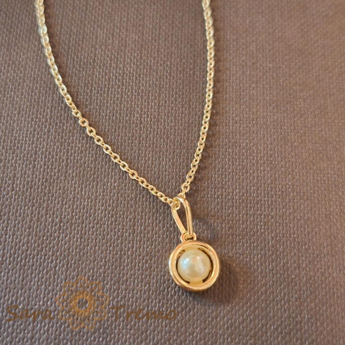 Set bijuterii placate cu aur - perle eco cu aspect de luna plina [6]