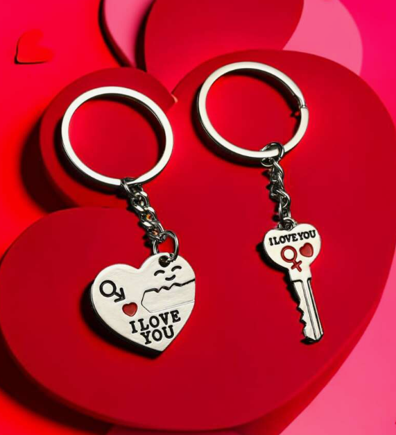Set brelocuri cuplu – Inima si cheie I Love You [2]