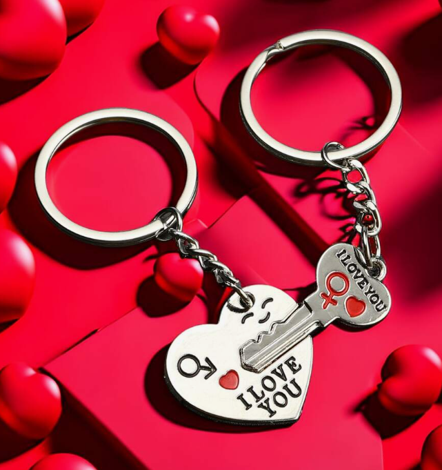 Set brelocuri cuplu – Inima si cheie I Love You [1]