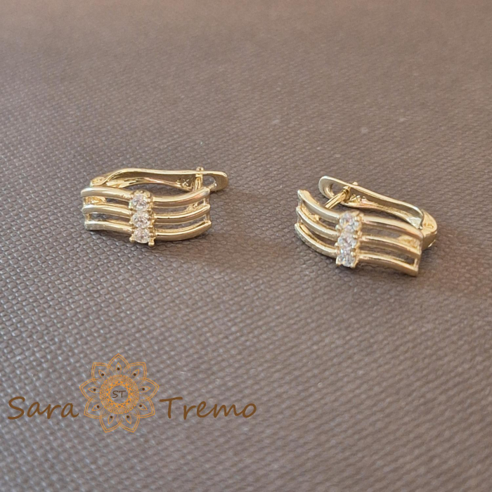 Set cercei si pandantiv model serpuit cu zirconia - placat 14k [7]