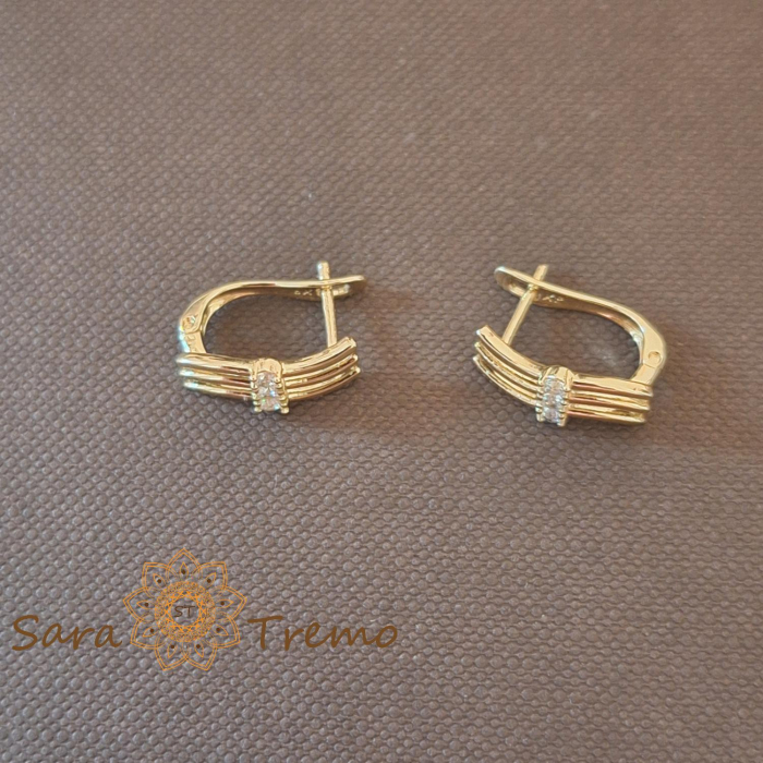 Set cercei si pandantiv model serpuit cu zirconia - placat 14k [6]