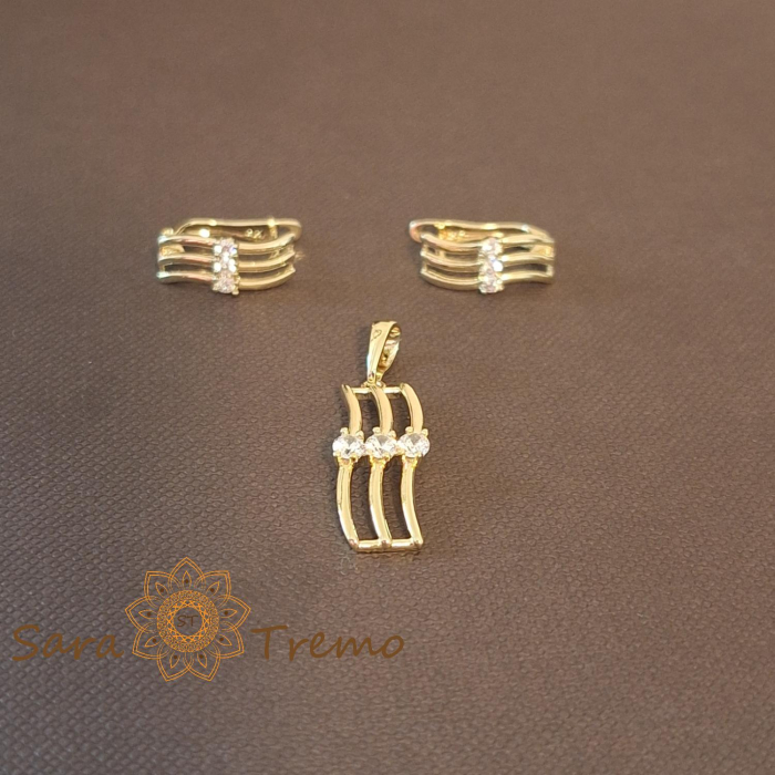 Set cercei si pandantiv model serpuit cu zirconia - placat 14k [2]
