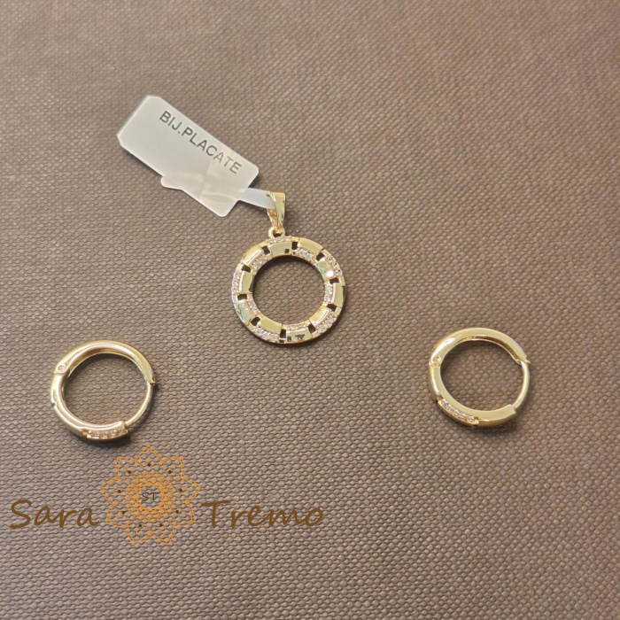 Set cercei si pandantiv cu cristale zirconia - placat 14k [1]
