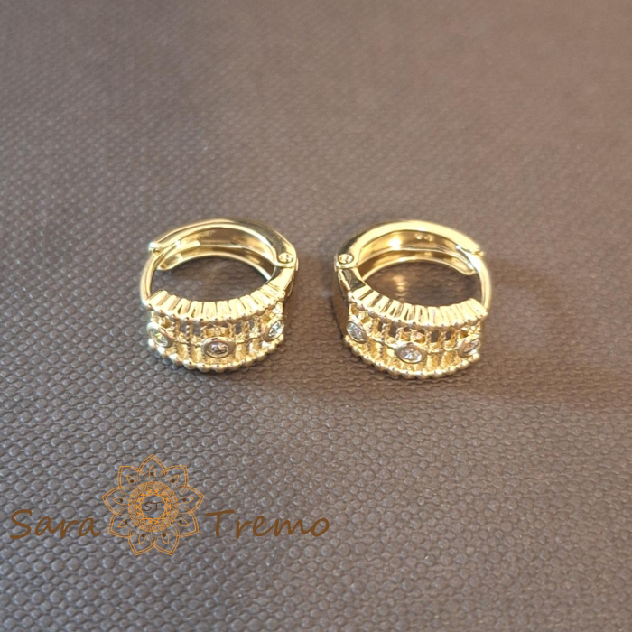 Set cercei rotunzi si pandantiv dreptunghiular cu zirconia - placat 14k [5]