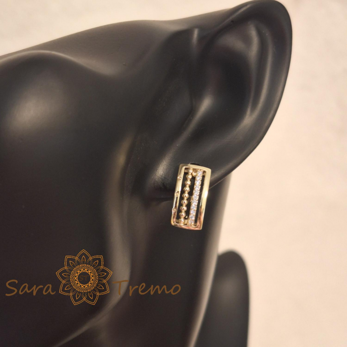 Set cercei clasici si pandantiv dreptunghiular cu zirconia - placat 14k [8]