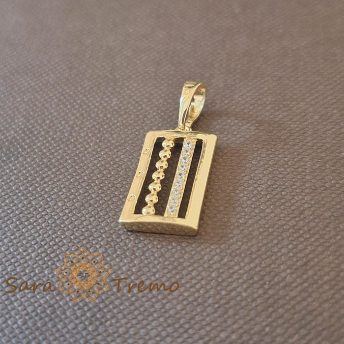 Set cercei clasici si pandantiv dreptunghiular cu zirconia - placat 14k [4]