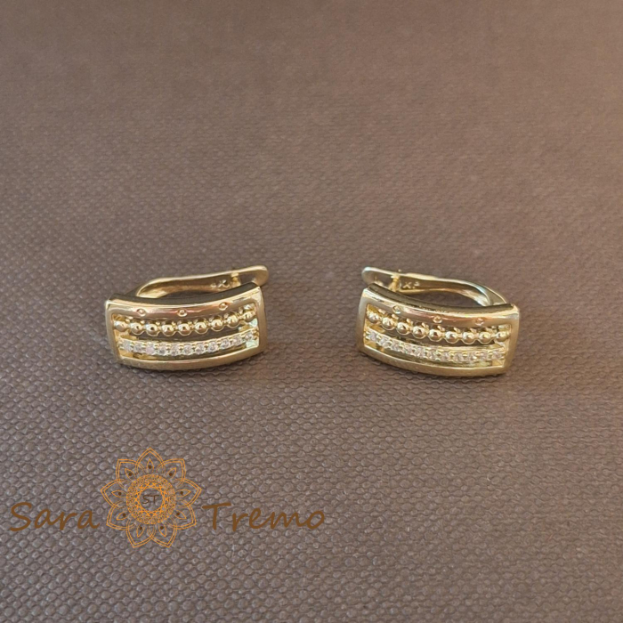 Set cercei clasici si pandantiv dreptunghiular cu zirconia - placat 14k [5]