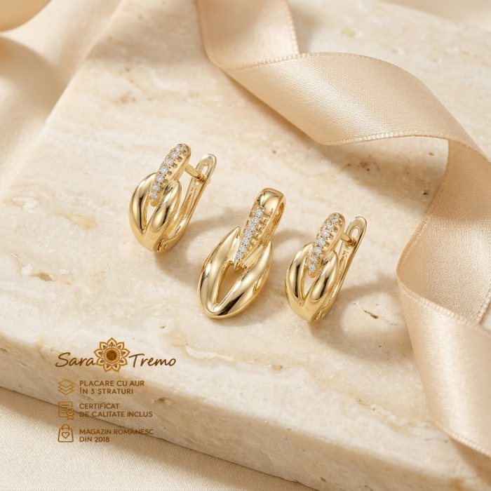 Set Arco di Luce cercei și pandantiv placat aur 14K | SaraTremo [2]