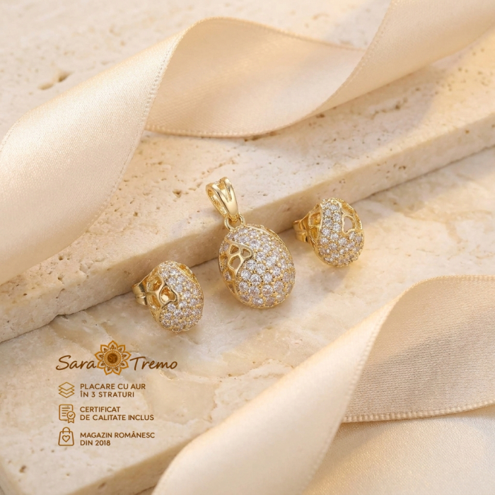 Set Ploaie de Diamante – cercei și pandantiv aur 14K | SaraTremo [2]