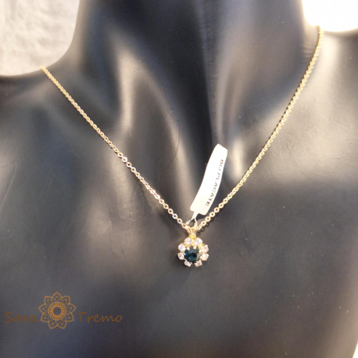 Set lantisor + pandantiv + cercei placati cu aur cu cristal albastru-marin [6]