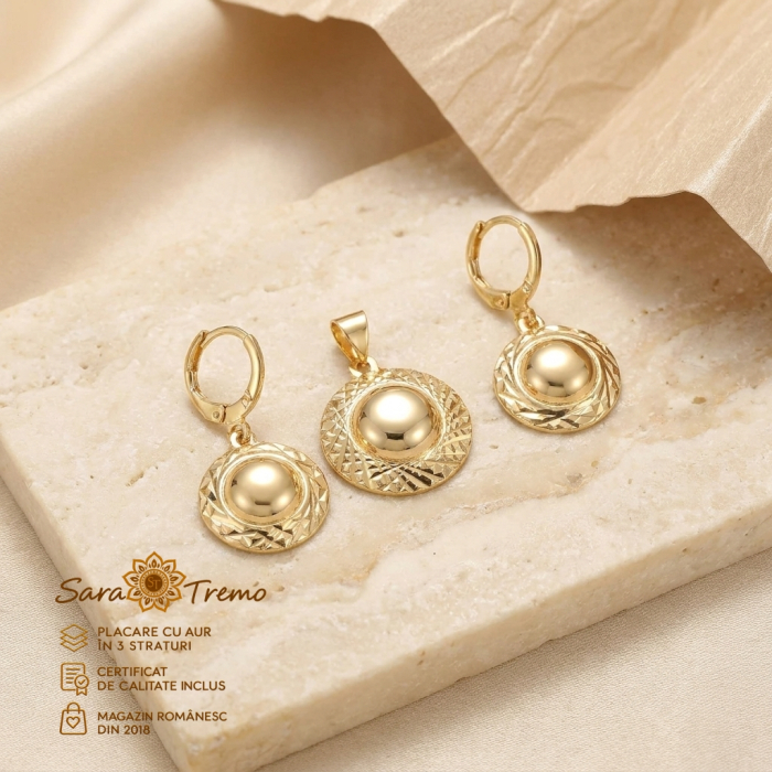 Set Soare Auriu – cercei și pandantiv aur 14K | SaraTremo [2]