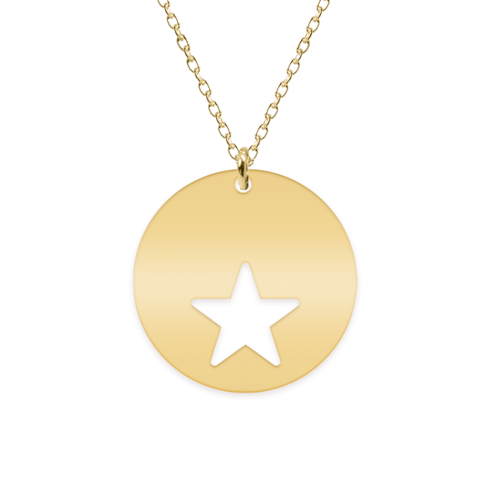 Colier personalizat cu banut si steluta decupata din argint 925 placat cu aur galben 24K [2]
