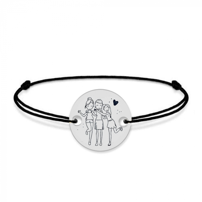 Sisters- Bratara snur personalizata cu banut din argint 925 pentru surori [2]