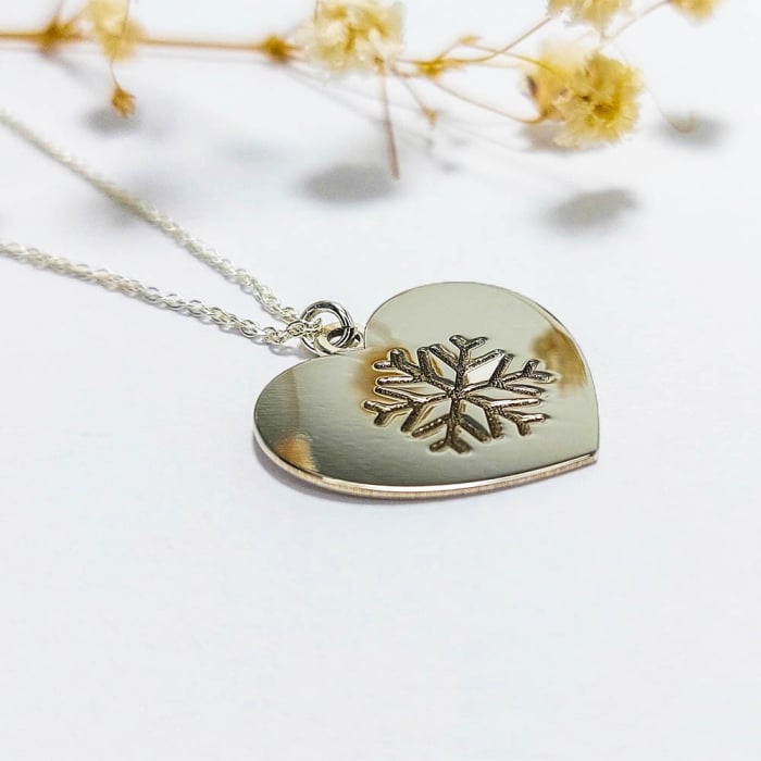 Snow Heart - Colier personalizat argint 925 pandantiv inima cu fulg [2]