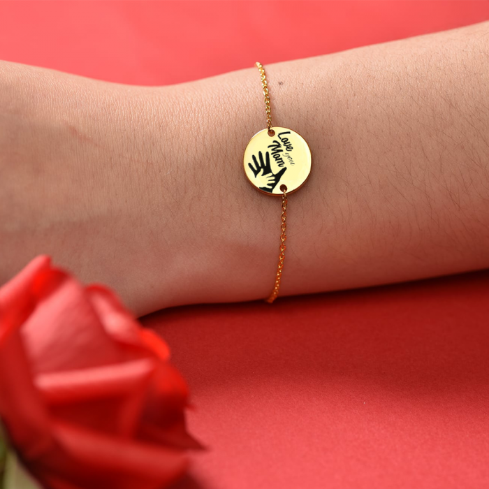 Sole - Bratara personalizata din argint 925 placat cu aur galben 24k "Love you Mom" [2]