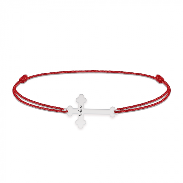 Bratara personalizata cu snur si cruciulita - argint 925 [4]