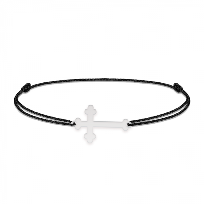 Bratara personalizata cu snur si cruciulita - argint 925 [3]