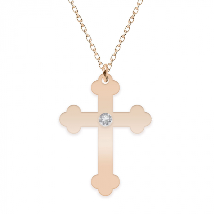 Stavros - Colier personalizat argint 925 placat cu aur roz - cruce [2]