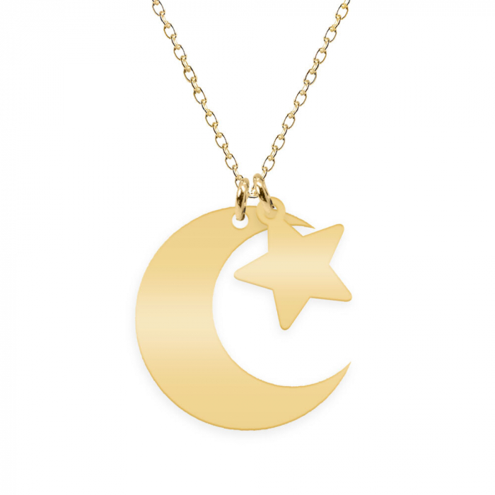 Stella - Colier din argint 925 palcat cu aur galben 24K personalizat - Semiluna si Stea [2]