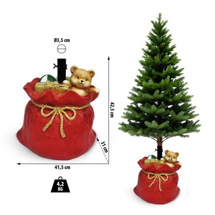 Suport pentru brad de Crăciun - Sac de Moș Crăciun - Piatră artificială - 41,5 x 31 x 42,5 cm [3]