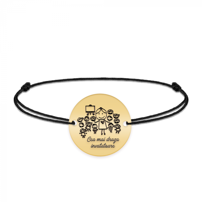 Teacher - Bratara personalizata snur educatoare/invatatoare din argint 925 placat cu aur galben 24K [2]