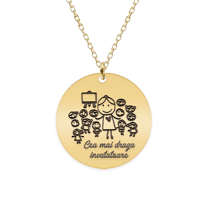 Teacher - Colier personalizat educatoare/invatatoare din argint 925 placat cu aur galben 24K [2]