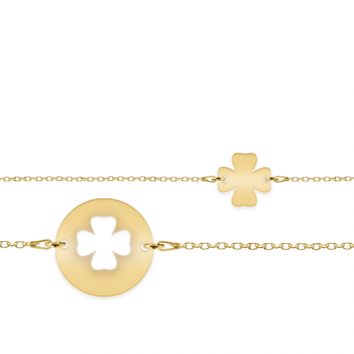 Yonka - Set bratari personalizate cu trifoi din argint 925 placat cu aur galben 24K [2]