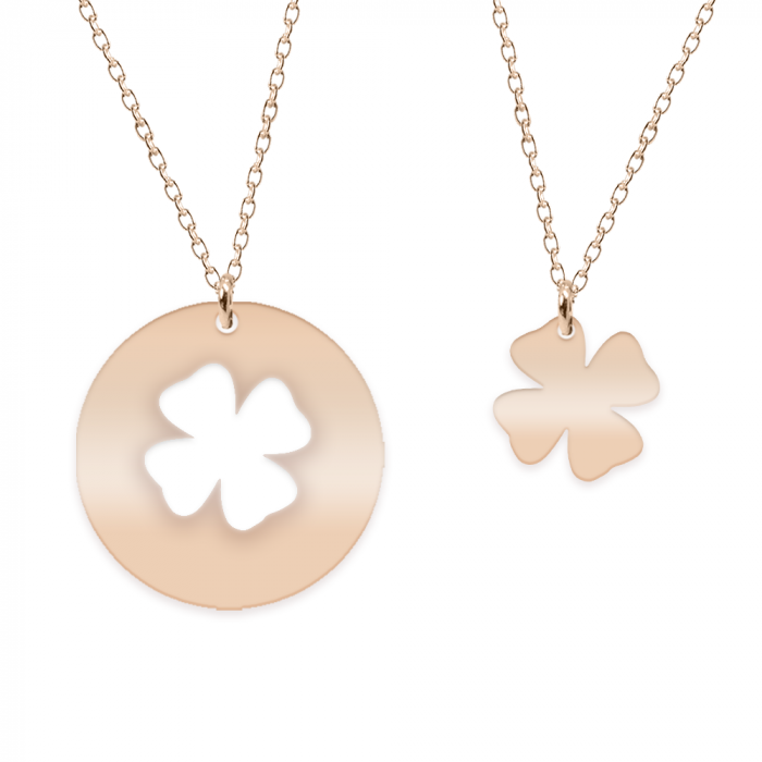 Yonka - Set coliere personalizate cu trifoi din argint 925 placat cu aur roz [2]