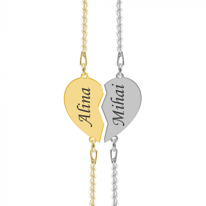 You and Me - Set bratari personalizate inimioara cu nume pentru cuplu din argint 925 [3]