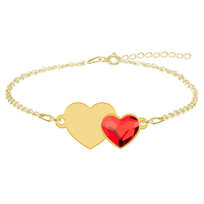 Zorana - Bratara personalizata din argint placata cu aur galben 24K si cristal - Inimioara [3]