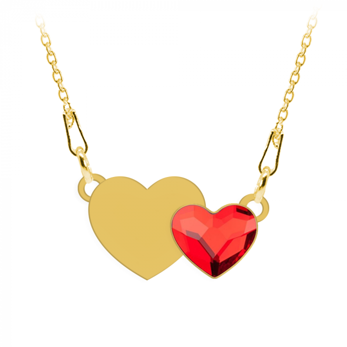 Zorana - Colier personalizat din argint 925 placat cu aur galben 24K si cristal - Inimioara [3]