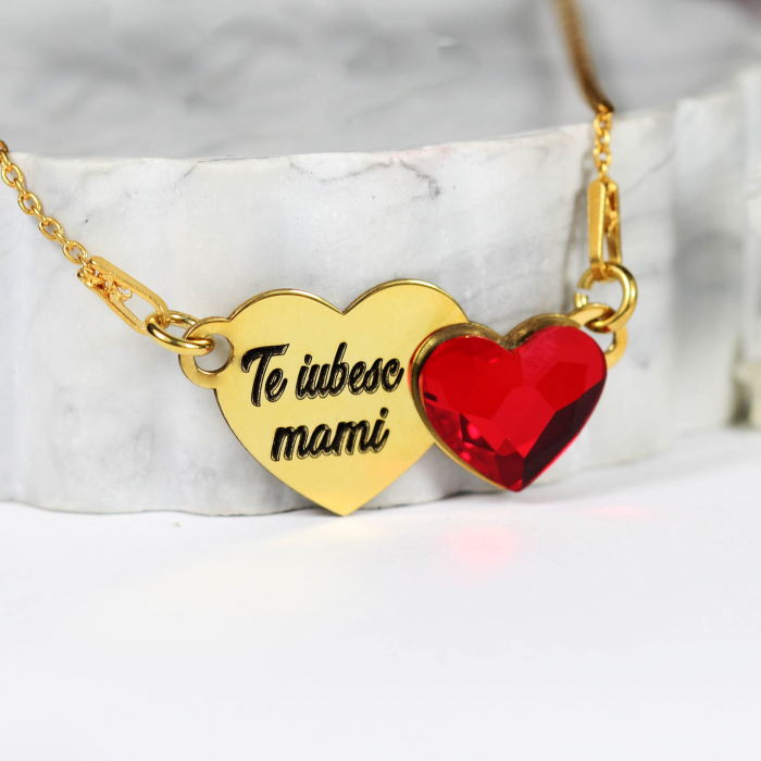 Zorana - Colier personalizat din argint 925 placat cu aur galben 24K si cristal - Inimioara [2]
