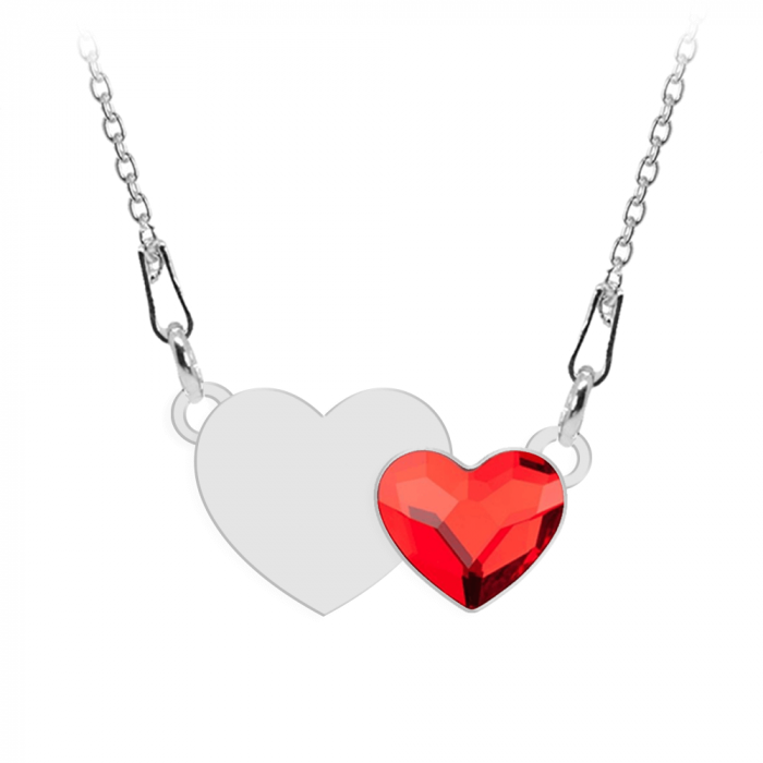 Lantisor cu sau fara personalizare din argint cu cristal inimioara rosie - 45 cm [3]