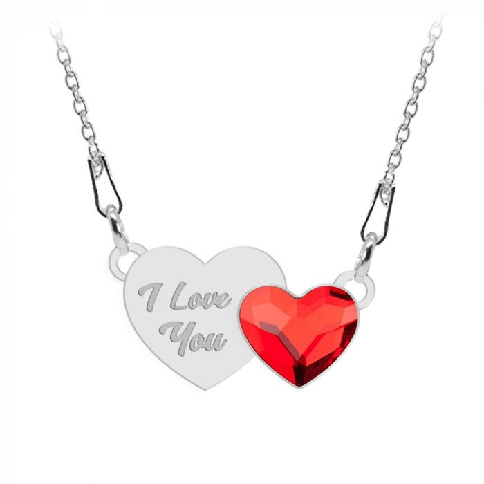 Lantisor cu sau fara personalizare din argint cu cristal inimioara rosie - 45 cm [2]