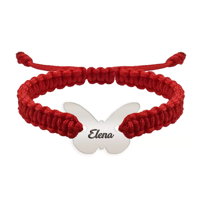 Bratara personalizata snur impletit fluturas si nume gravat din argint 925 [2]