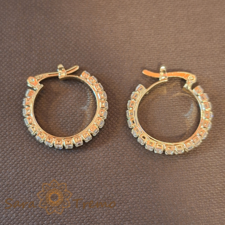 Cercei Creole Mici Luxury cu Zirconia Albe și Ștanță - 2 cm Diametru [2]