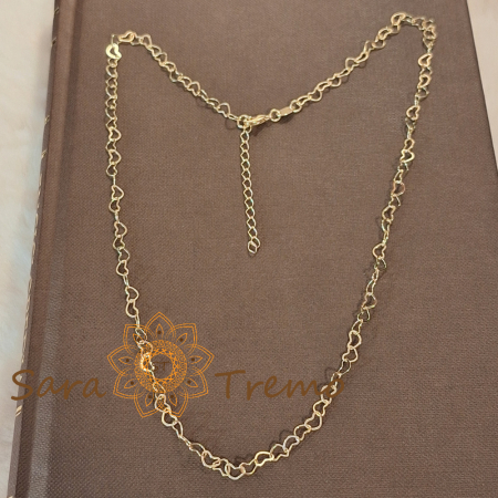 Lănțișor placat cu aur pentru femei – zale în formă de inimioară, 50 cm [2]