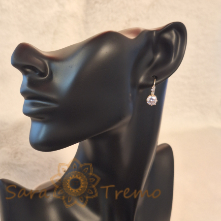 Cercei Clasici Placați cu Aur cu Cristale Zirconia Albe - Formă de Cheiță [2]