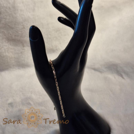Brățară unisex placată cu aur 18K, model cu zale medii cubice, 19 cm [5]
